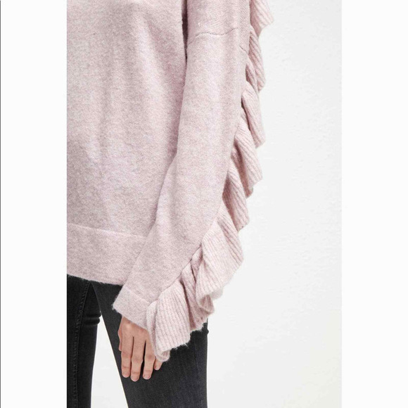 French Connection Emilde Knits Flare Sleeve Frill Pink Jumper Sweater M NWT $138 - Picture 3 of 9